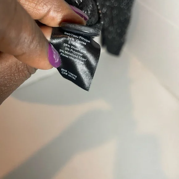 Rag & Bone Jubilee Metallic Black Crew Neck Sweater Size Large/X Large - Picture 11 of 13